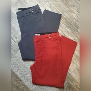 2 Pairs Of Maurices Chinos Red & Grey Size M
